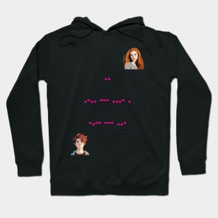 I Love You in Morse Code - Art with Girl and Boy Hoodie